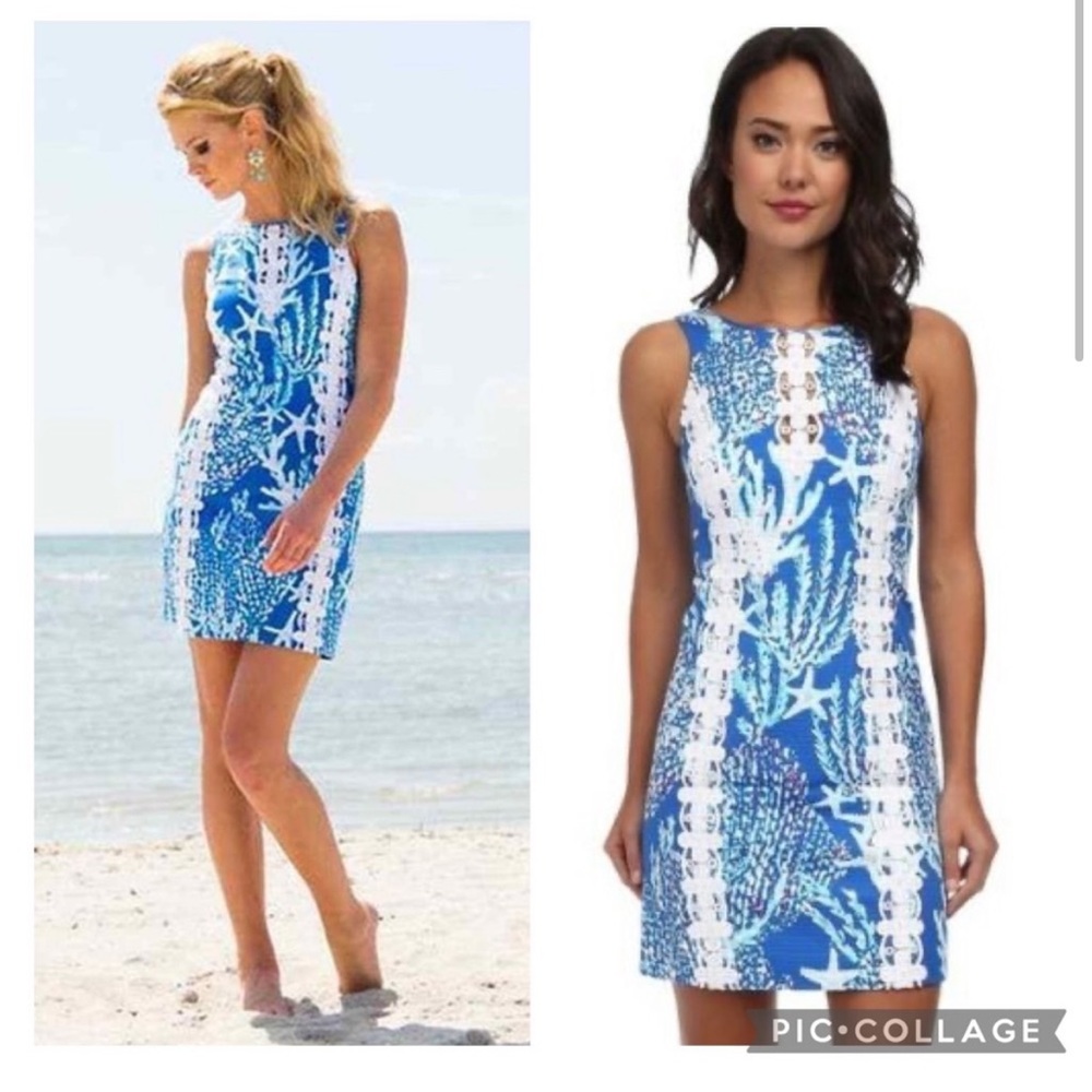 Lilly Pulitzer “Ember” Shift Brewster Blue Good Reef Starfish Dress